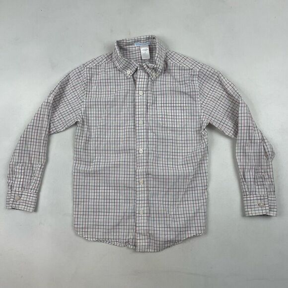 Janie and Jack Sz 6 White Red Black Plaid Button Up Shirt L/S 100% Cotton - Picture 2 of 4